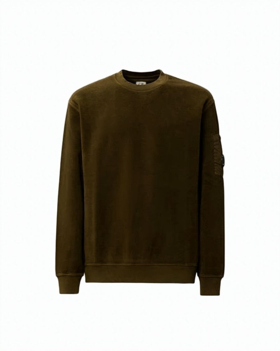 C.P. Company Brushed & Emery-Finished Diagonal Fleece Crewneck Sweatshirt