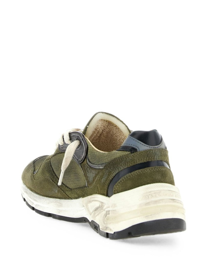 Golden Goose Olive Green Suede Mesh Distressed Sneakers