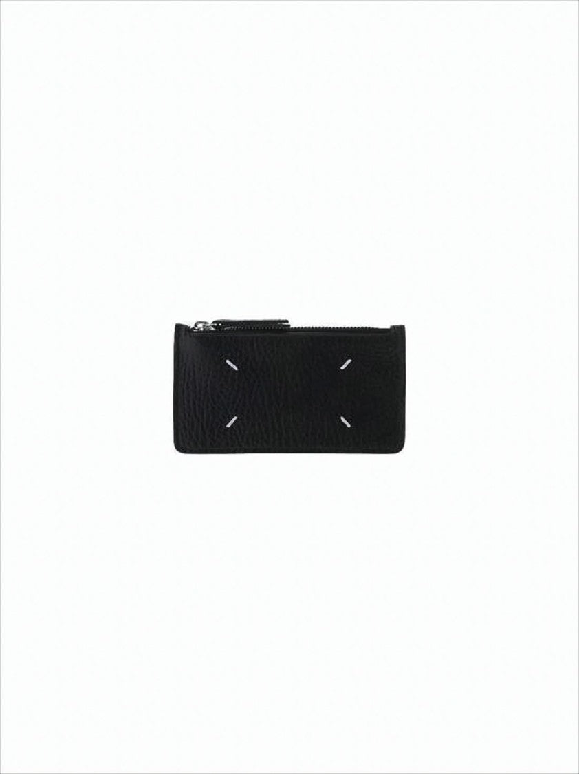 Maison Margiela Textured Calf Leather Wallet With Zippered Closure