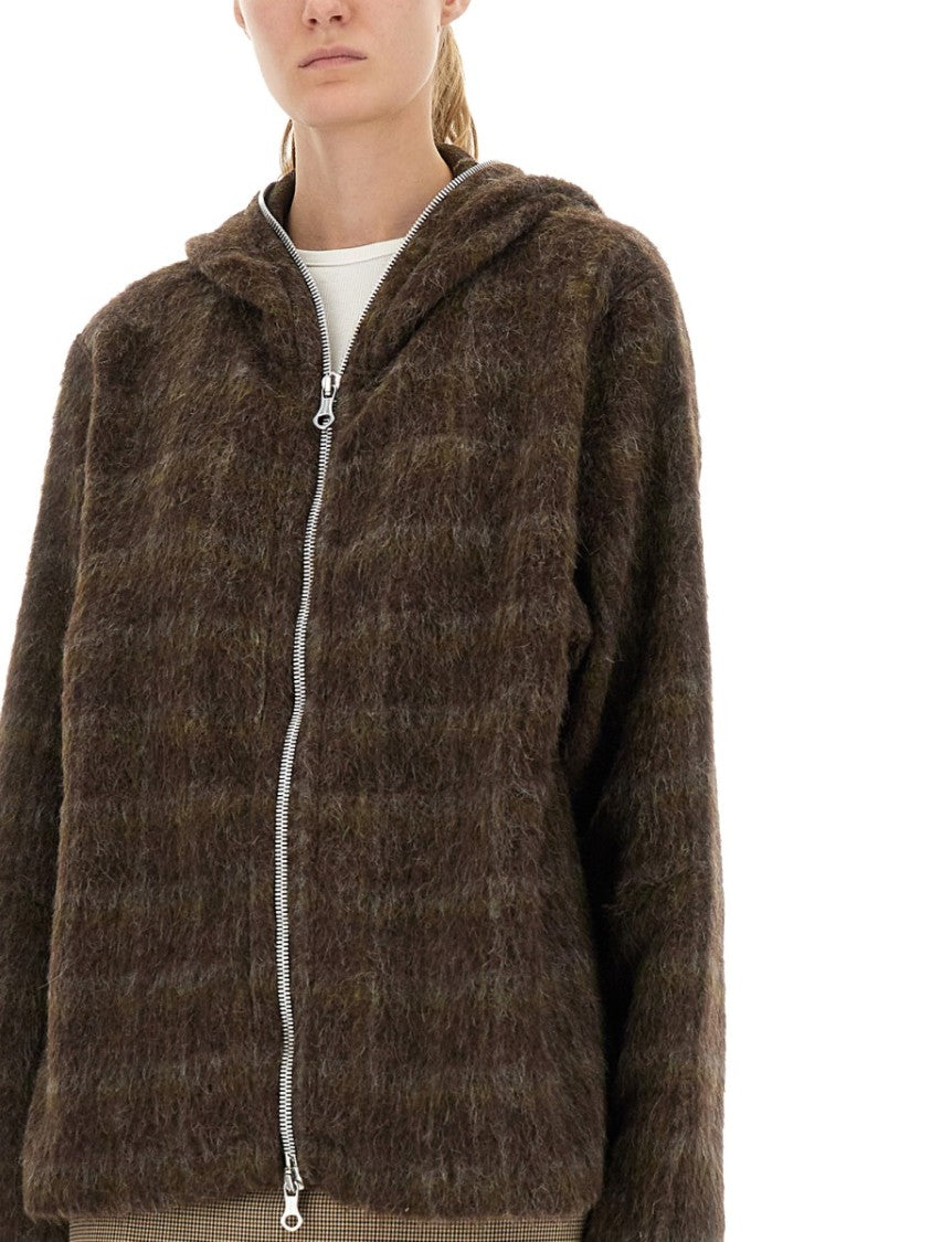 Our Legacy Checkered Texture Hooded Zipper Jacket