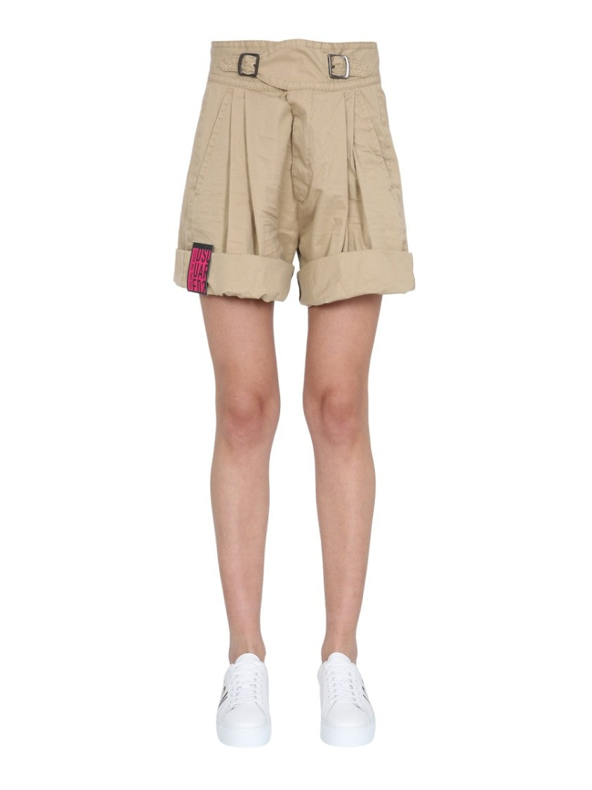 Dsquared2 High-Waisted Cargo Shorts With Double Buckle
