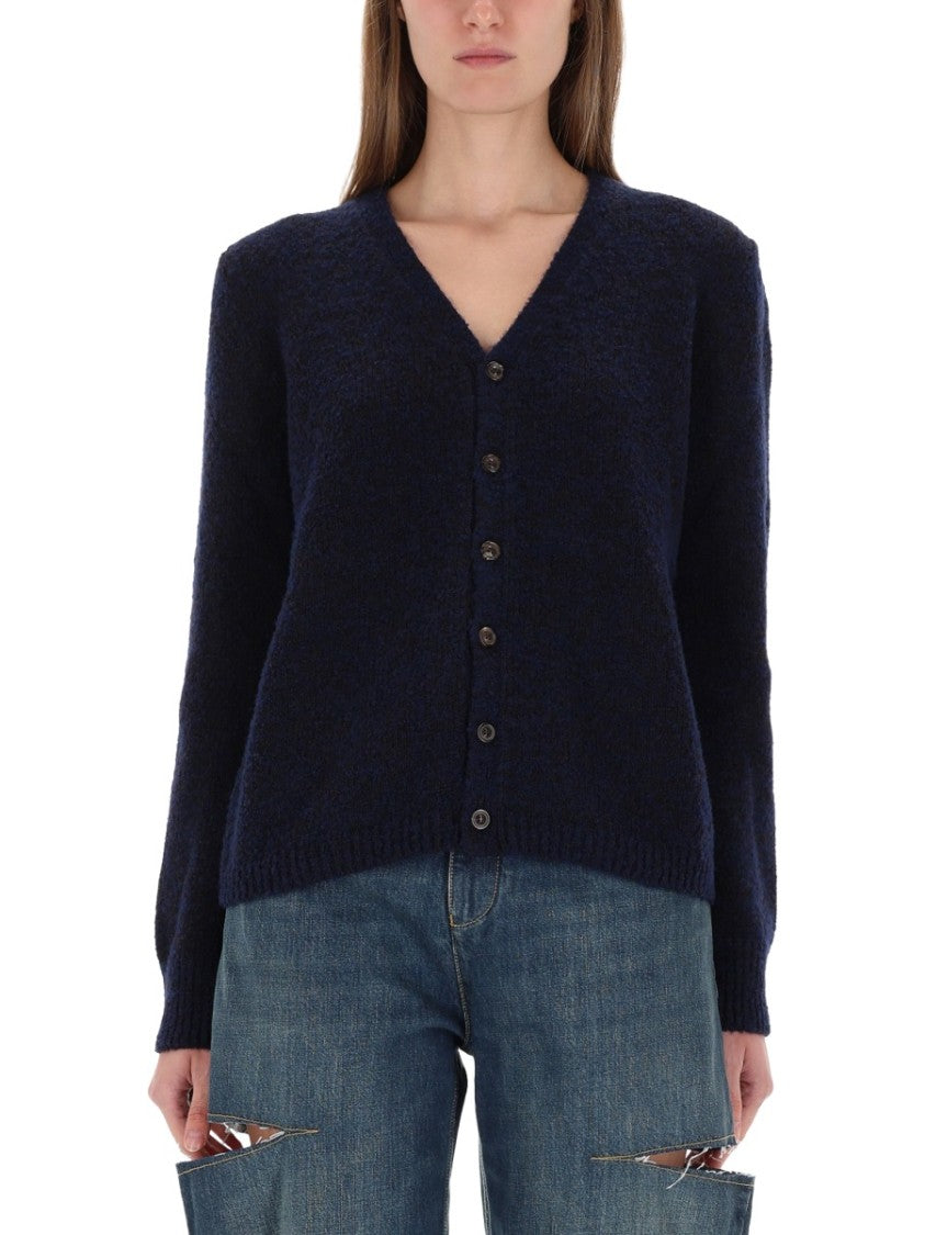 Maison Margiela Textured Knit V-Neck Cardigan