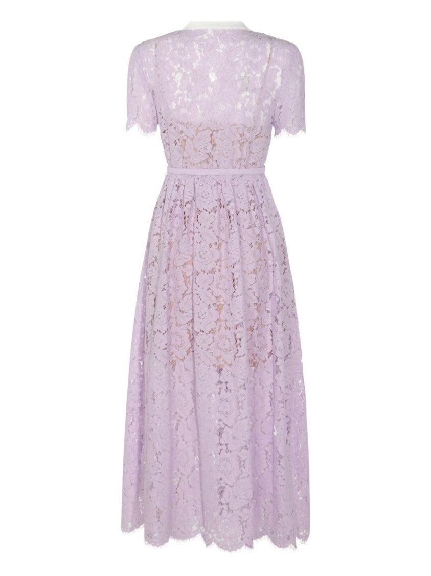 Self-Portrait Lilac Lace Midi Dress