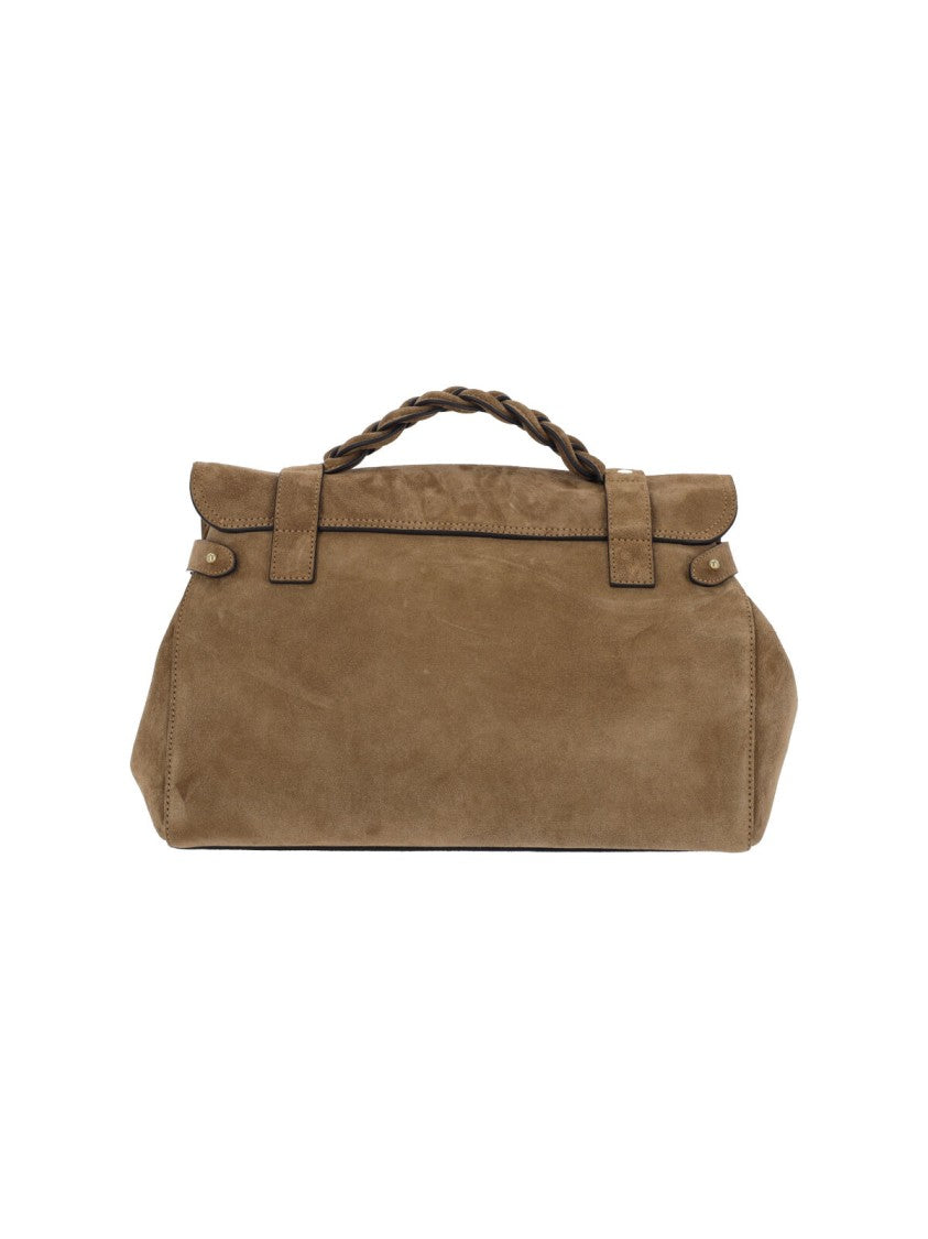Mulberry Brown Alexa Intrecciato Handle Suede Bag