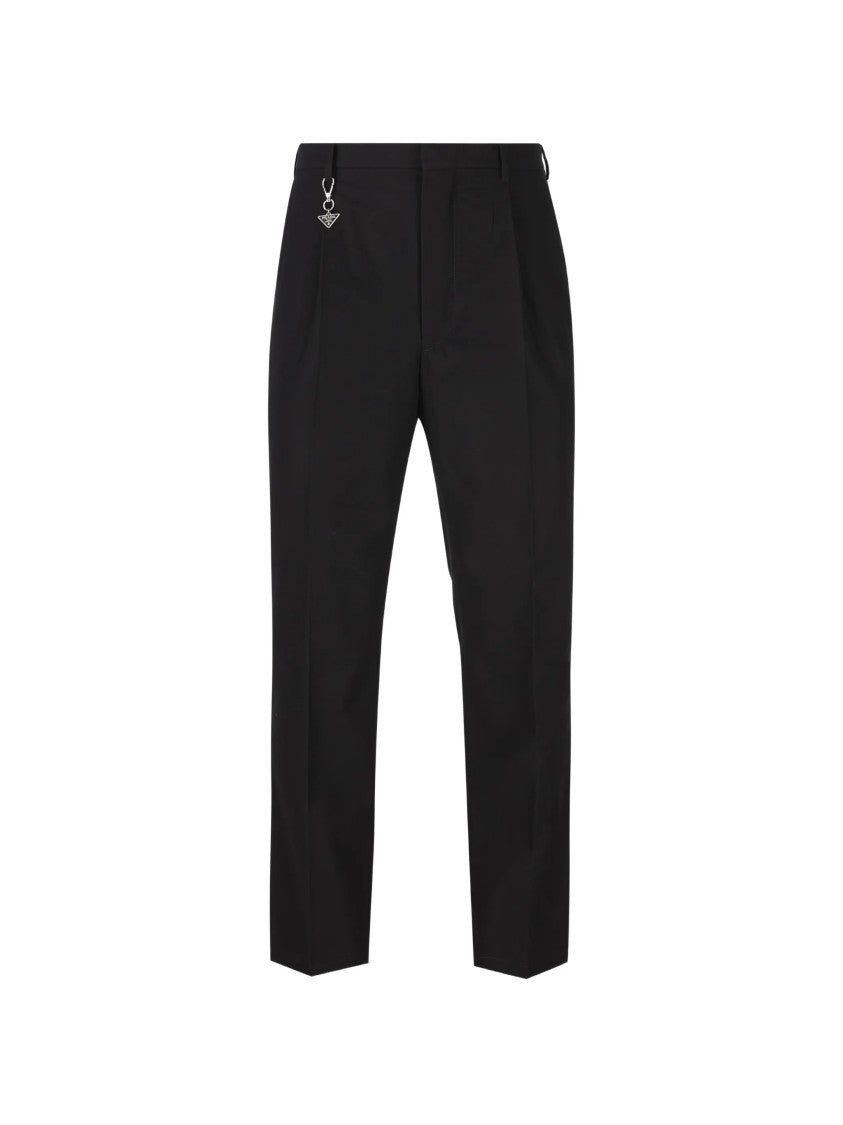 Prada Black Pantalone Tailored Straight-Leg Fabric Pants