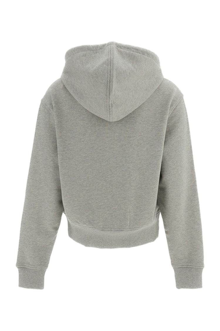 Ami Paris Grey Zipped Loopback Cotton Hoodie