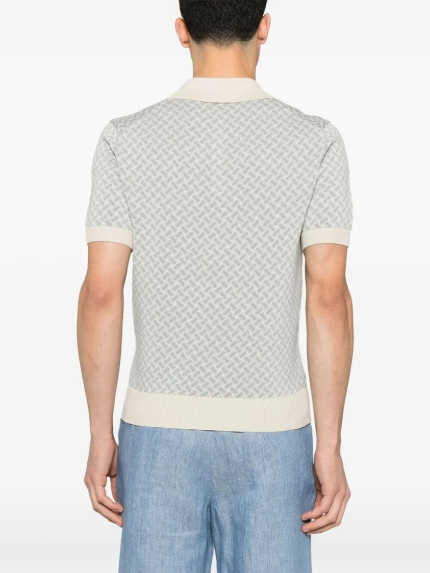 Drumohr Textured Geometric Short Sleeve Polo