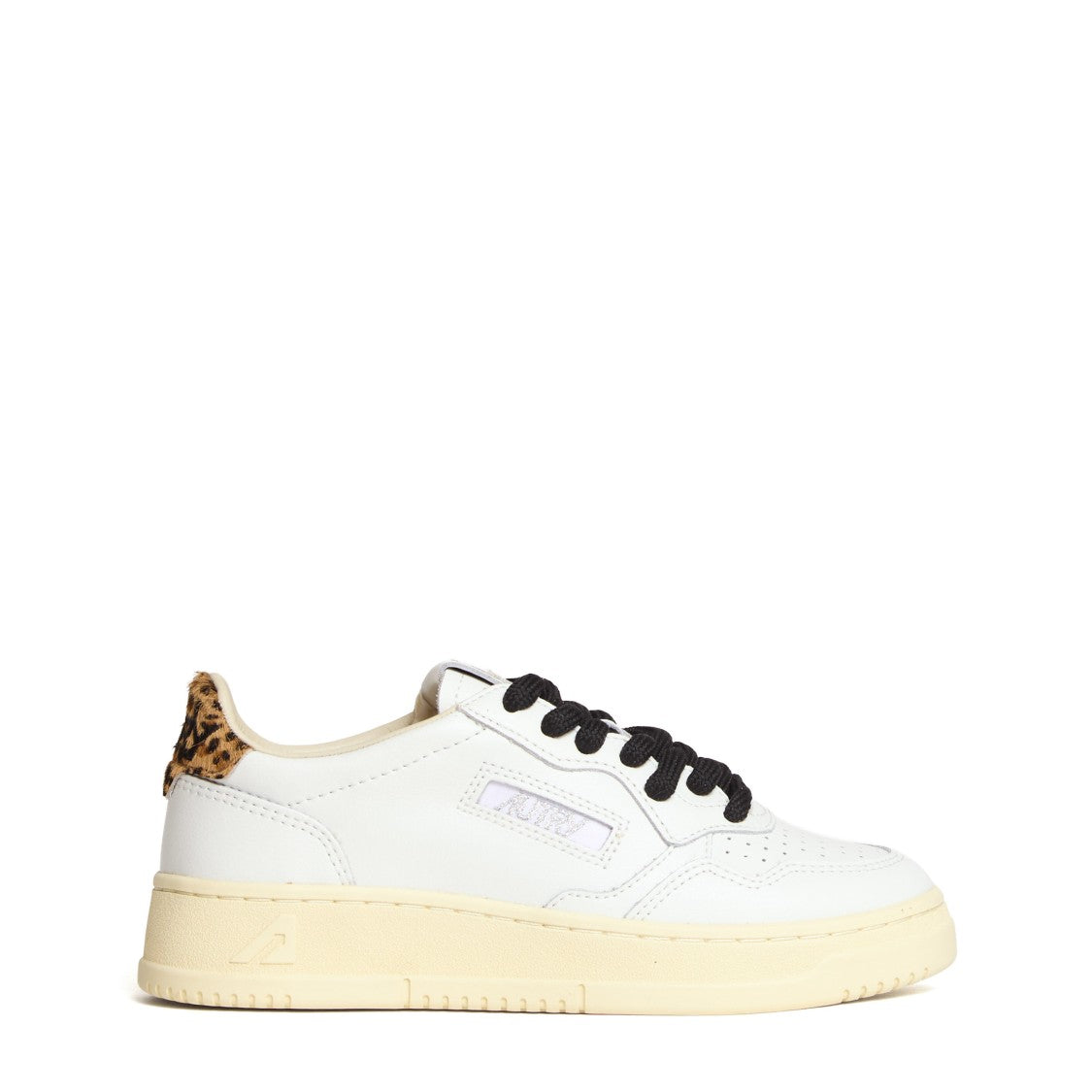 Autry White Leopard Leather Medalist Low Sneakers