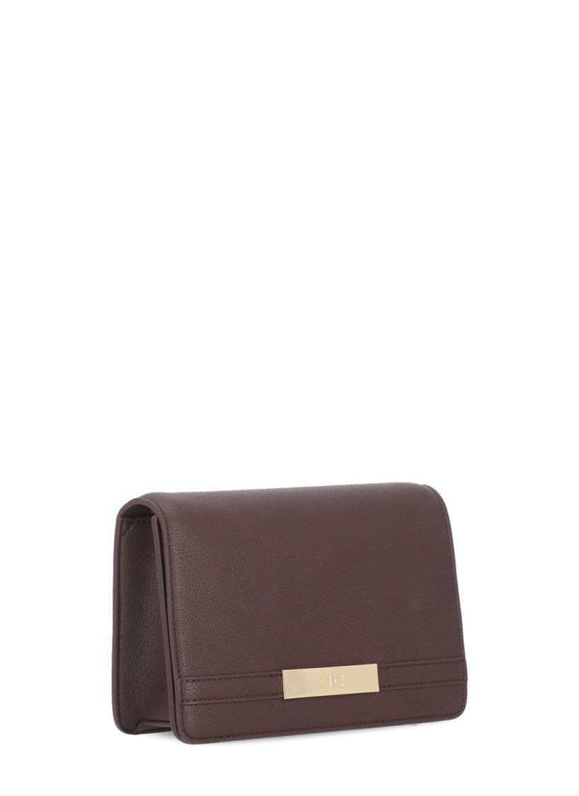 Elisabetta Franchi Pebbled Bordeaux Shoulder Bag