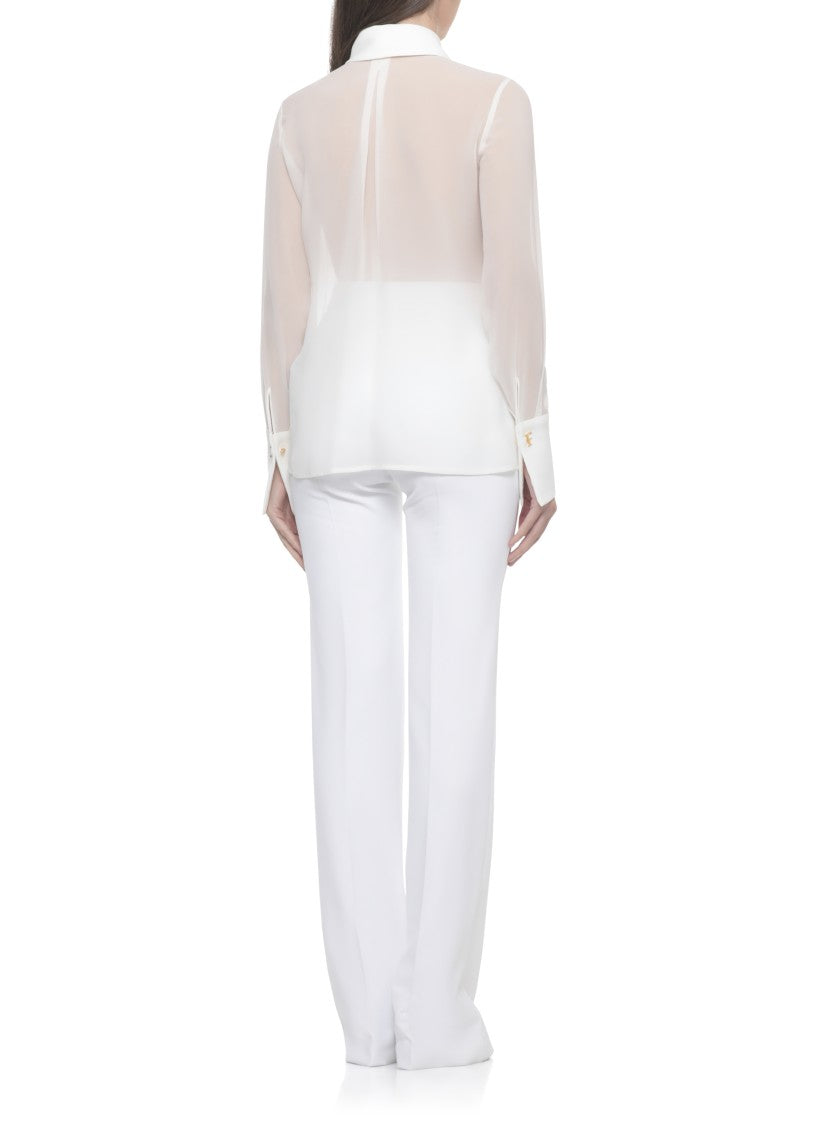 Elisabetta Franchi Ivory Silk Cufflink Shirt