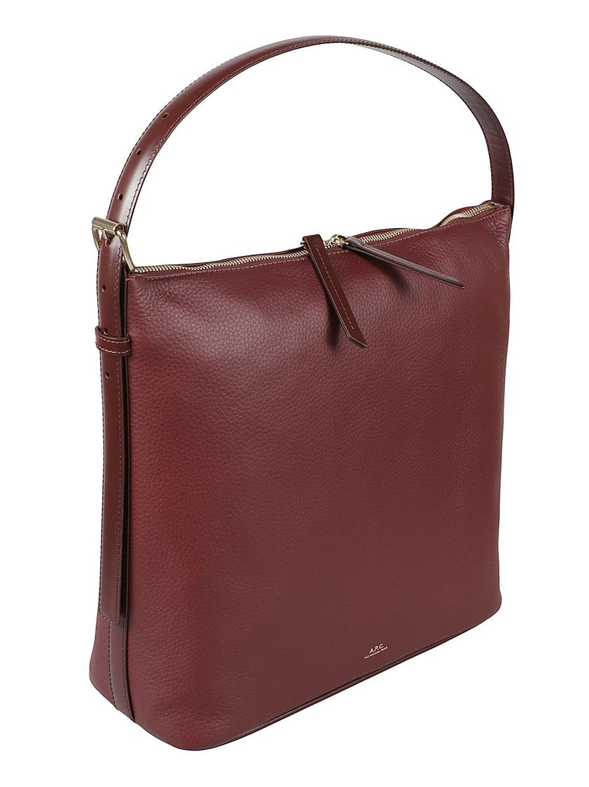 A.P.C. Textured Leather Square Shoulder Bag With Adjustable Strap