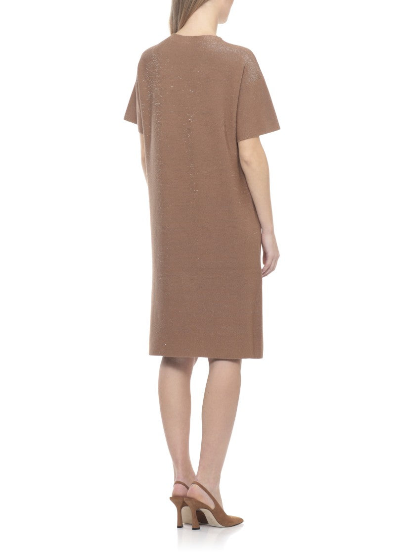 Fabiana Filippi Knee-Length Wool Blend Dress With Lurex Details
