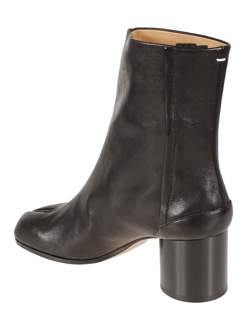 Maison Margiela Split-Toe Ankle Boots In Smooth Black Ovine Leather