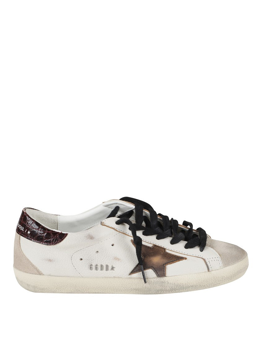 Golden Goose Distressed Leather Sneakers With Prominent Star Design