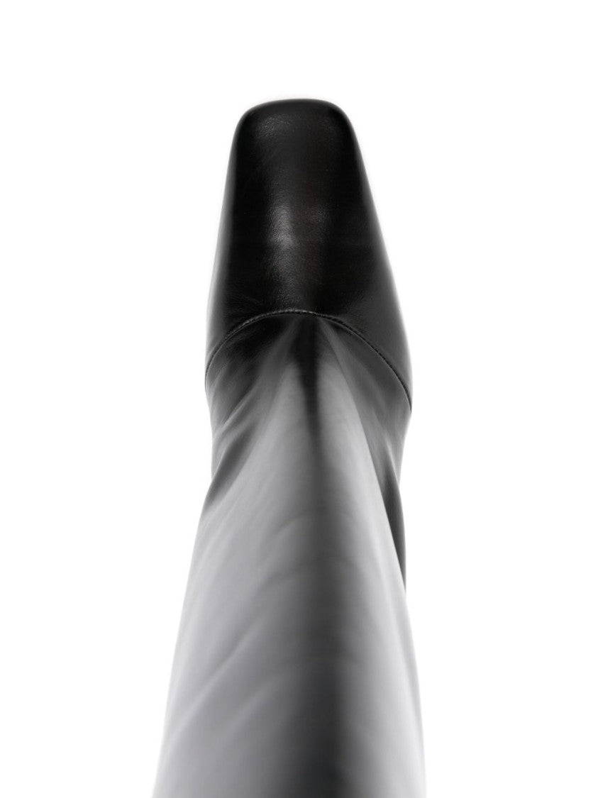 Coperni Black Leather Square Toe Block Boots