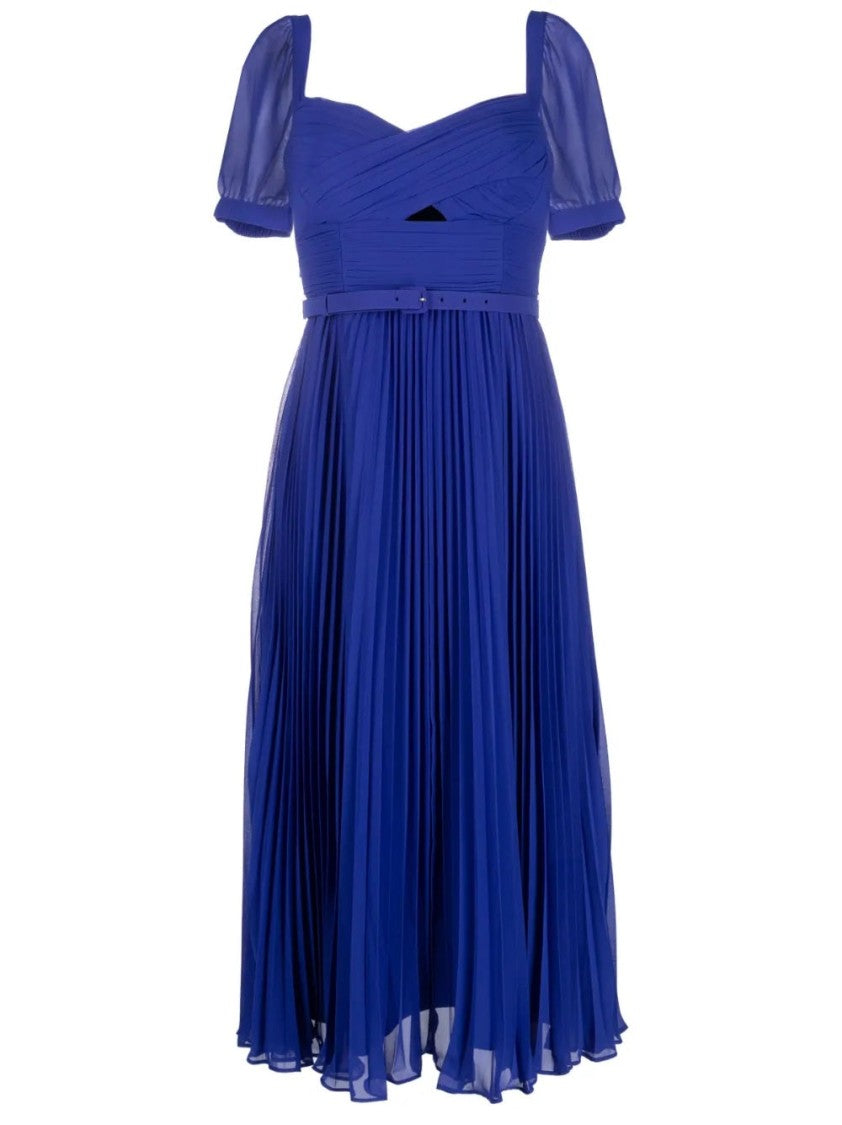Self-Portrait Cobalt Chiffon Midi Dress