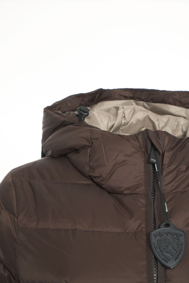 Blauer Quilted Down Coat With Integrated Hood And Two-Way Zipper