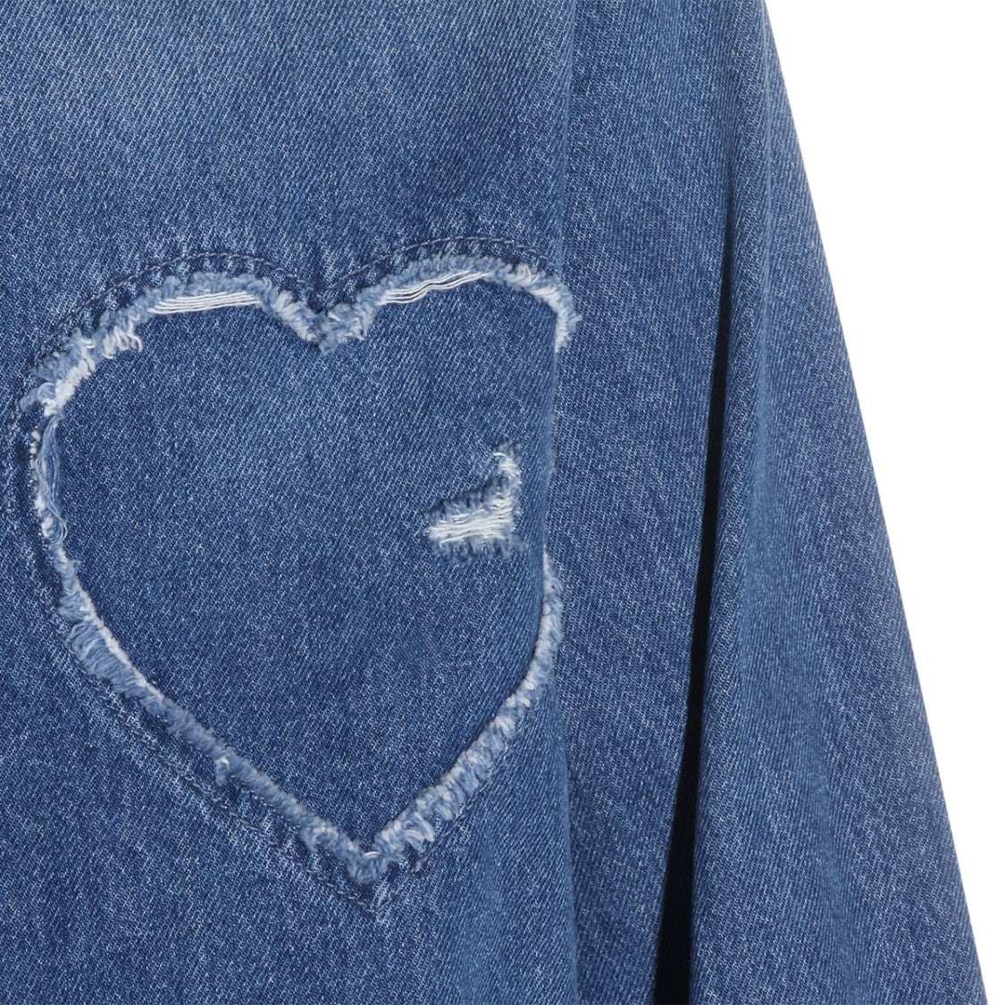 Moschino Frayed Heart-Patch Denim Shirt