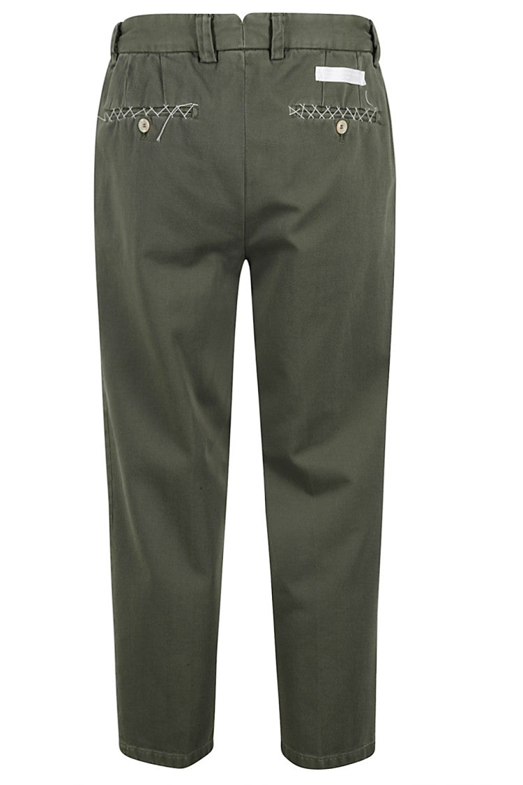 Briglia Military Green Cotton Twill Carrot Leg Pants