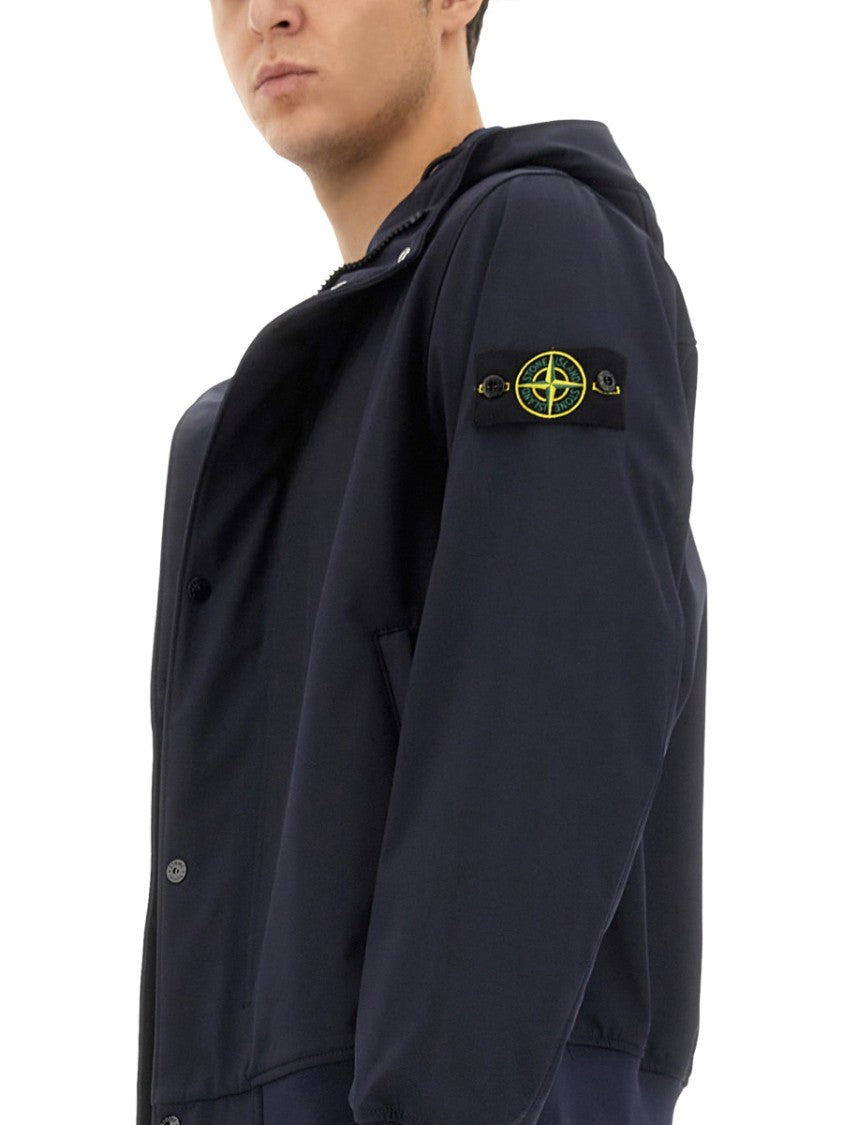 Stone Island Hooded Jacket With Front Button Closure