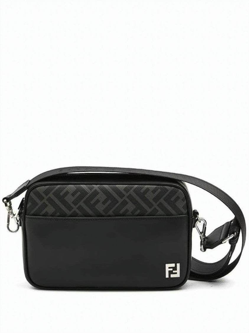 Fendi Sleek Calf Leather Shoulder Bag With Tonal Monogram