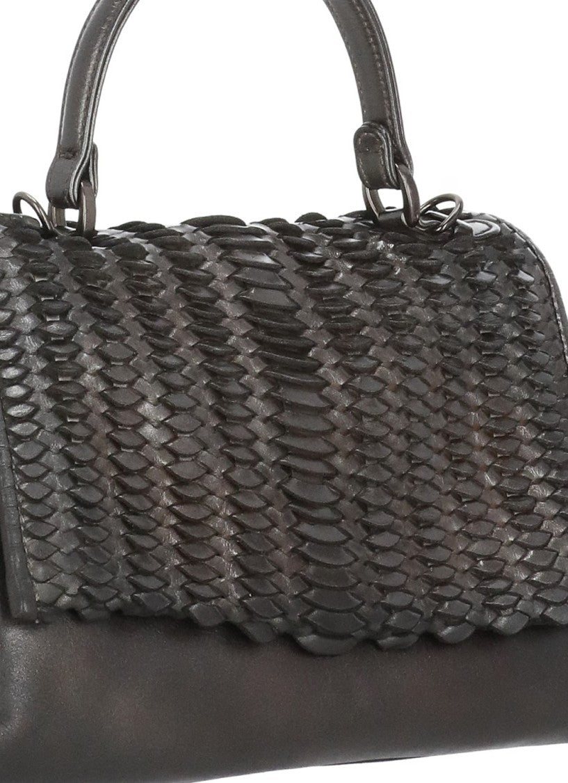 Reptile's House Metallic Brown Reptile's House Handbag With Braided Pattern
