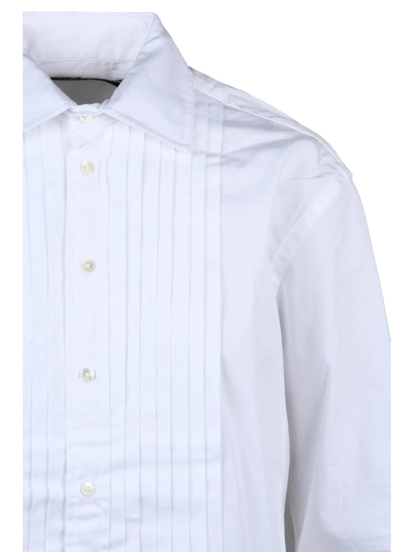 Polo Ralph Lauren Structured White Cotton Shirt With Pleated Details