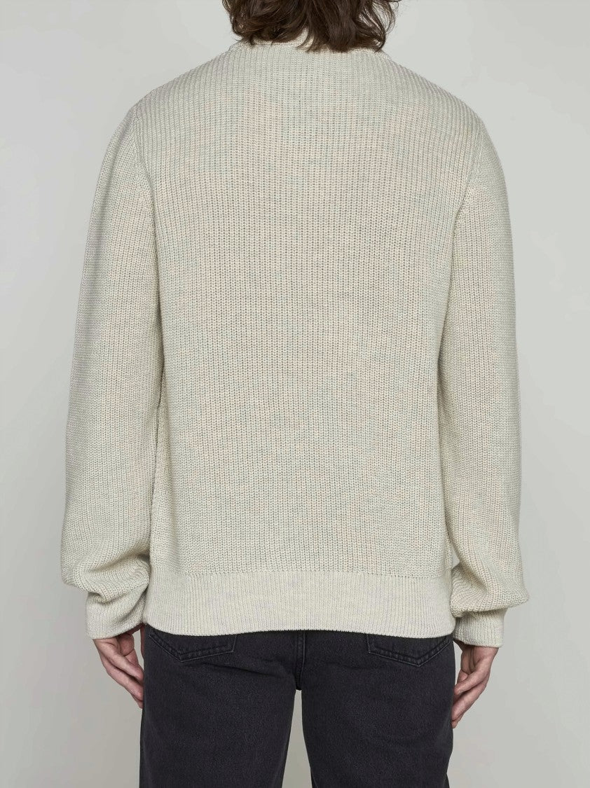 A.P.C. Ribbed Knit Pullover With Half-Zip Collar
