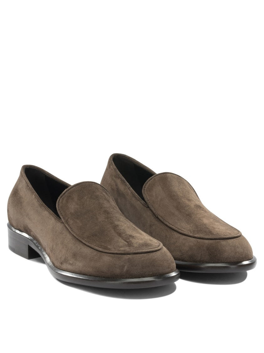 Khaite Chocolate Brown Suede Loafers