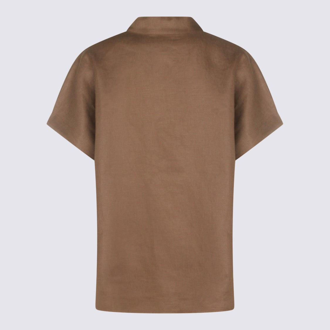 Nine In The Morning Relaxed Fit Short-Sleeved Top With Stand Collar And V-Neckline