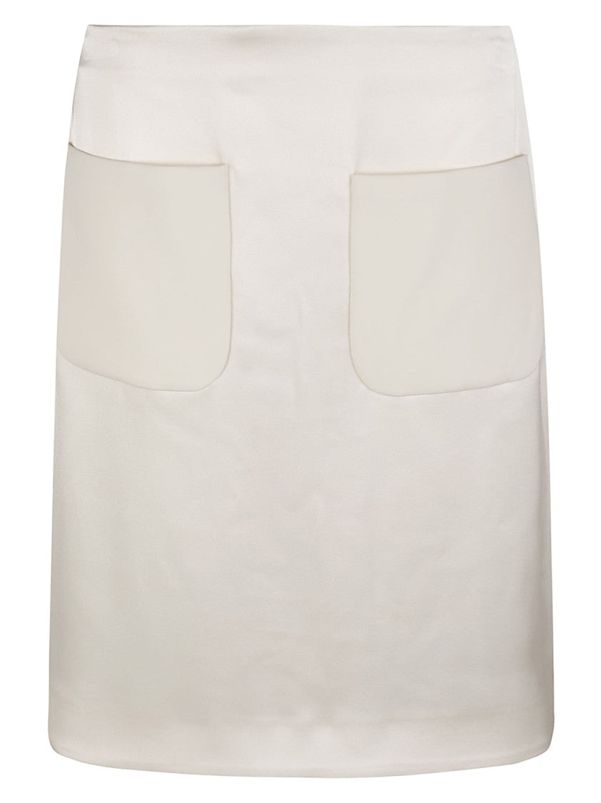 Courrèges Two Pockets Satin Pencil Mini Skirt