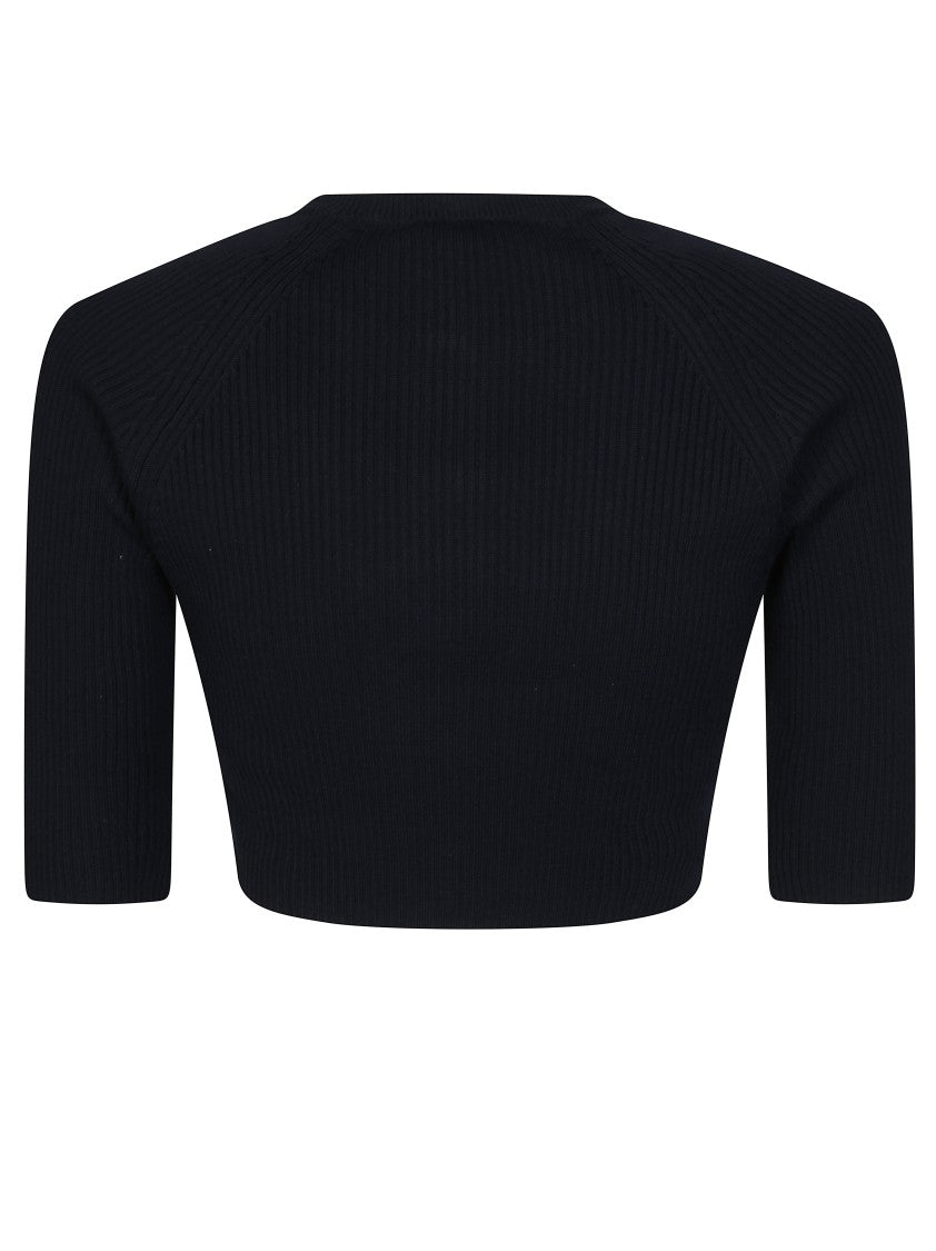 Max Mara Cropped Cardigan With Ribbed Texture And Button-Down Front