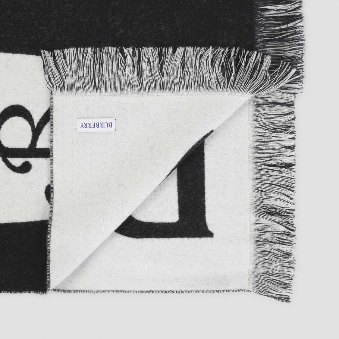 Burberry Logo Black Wool Scarf