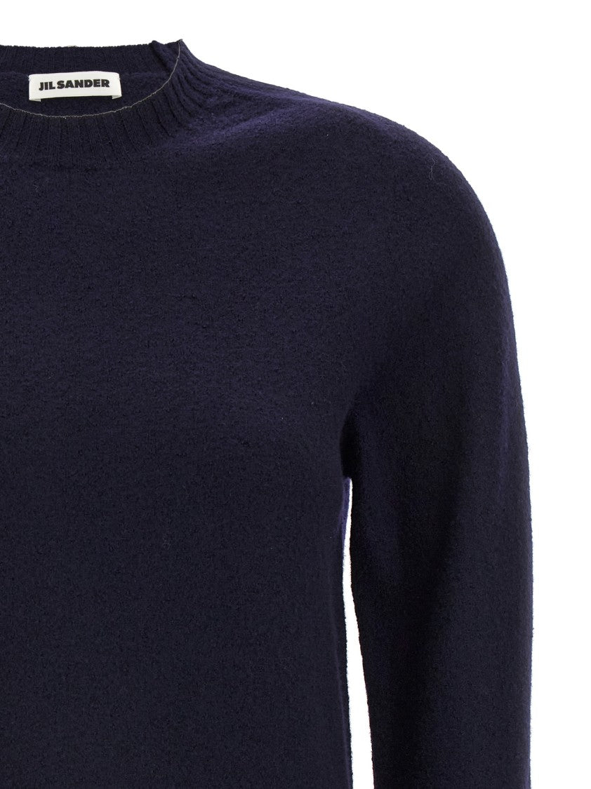 Jil Sander Crewneck Wool Sweater With Cuffed Sleeves