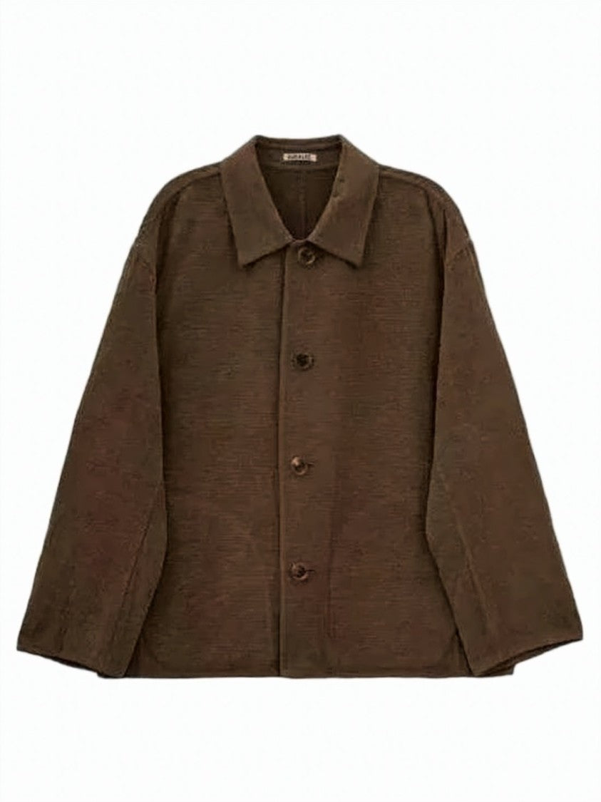 Auralee Relaxed Brown Jacket With Classic Collar