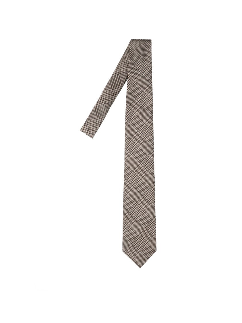 Tom Ford Checkered Mulberry Silk Tie With Adjustable Design
