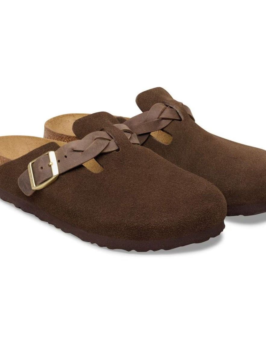 Birkenstock Carafe Boston Braided Suede Leather Clogs