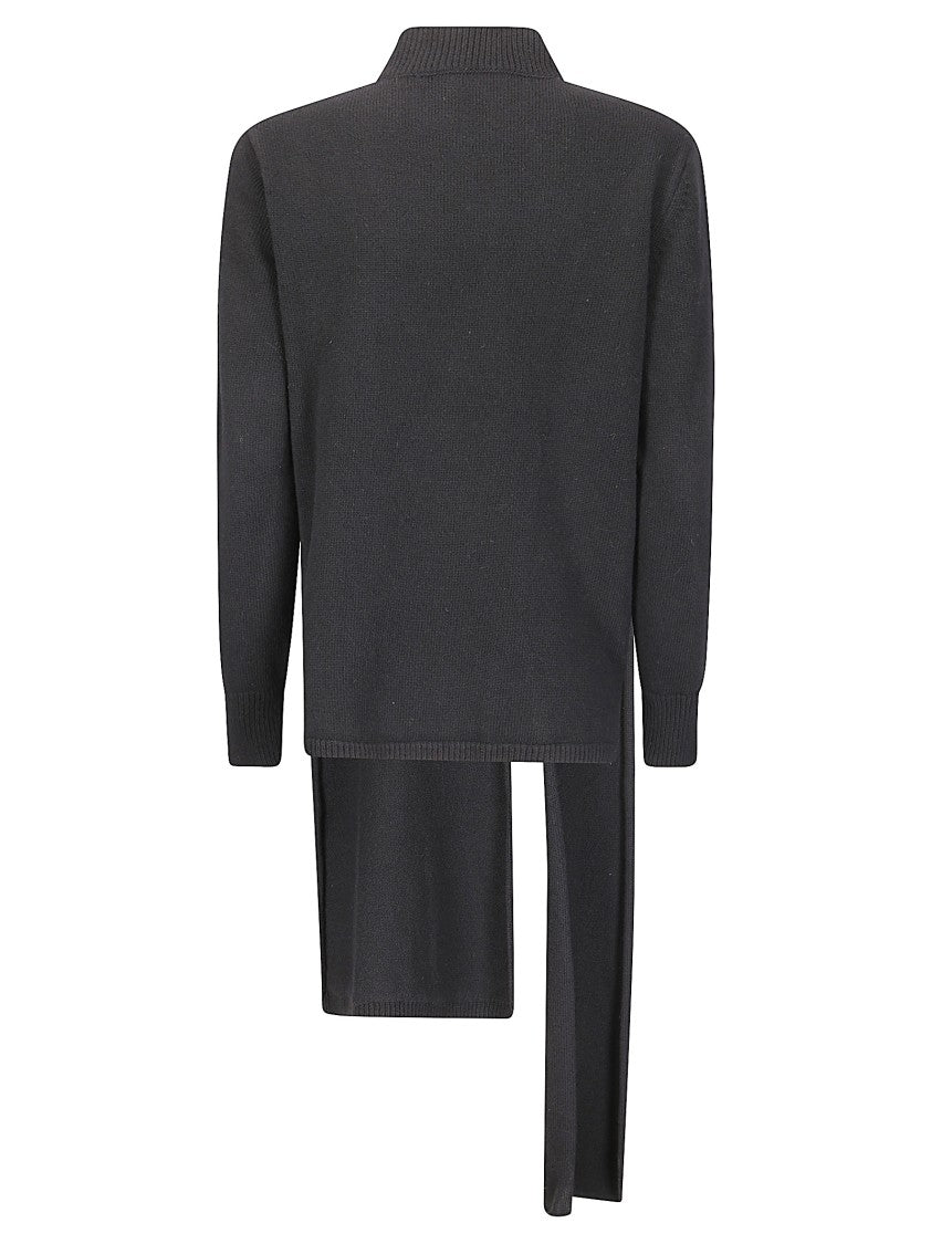 Stefano Mortari Asymmetric Hem Wool Sweater With Paneled Design