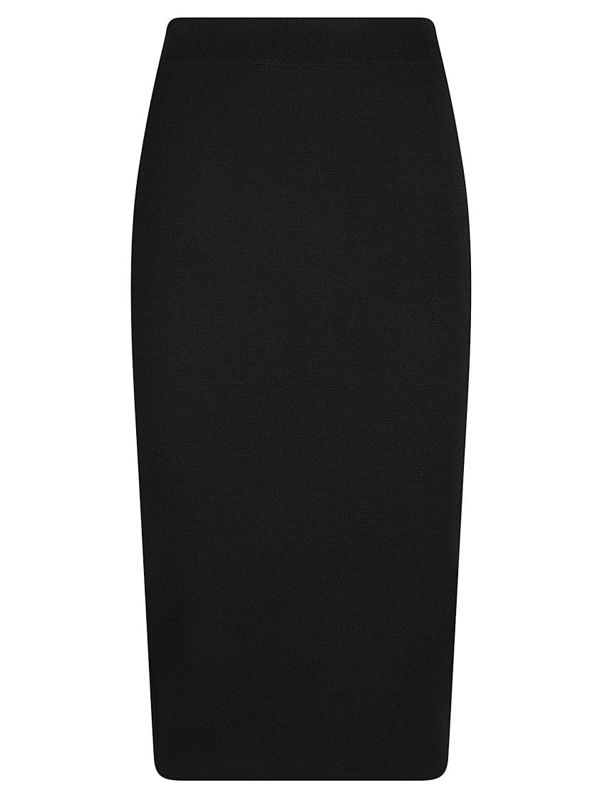 Elisabetta Franchi Fitted Midi Skirt With Gold Accented Back Zip