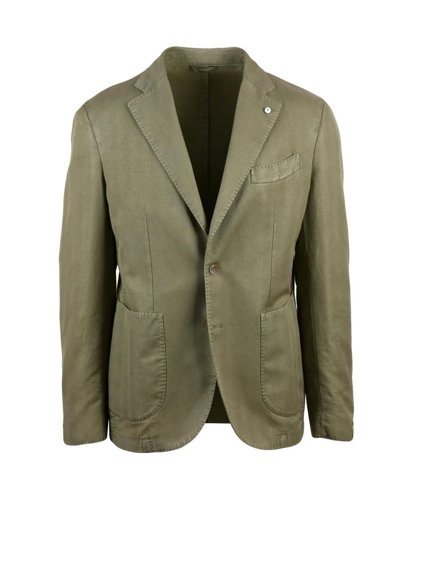 L.B.M. 1911 Sage Green Linen Cotton Fitted Jacket