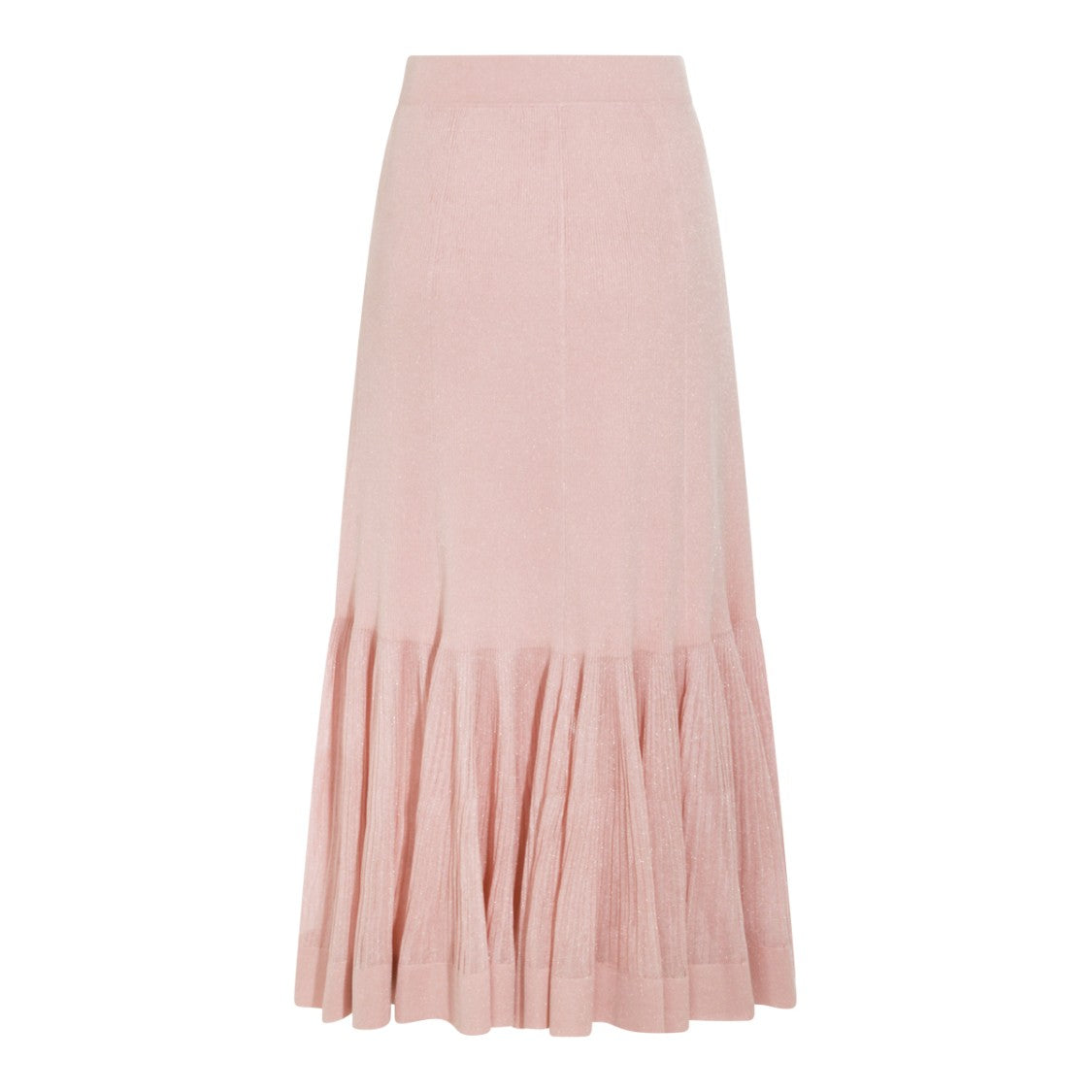 Zimmermann Pink Viscose Midi Skirt With Pleated Hem And Elasticated Waist