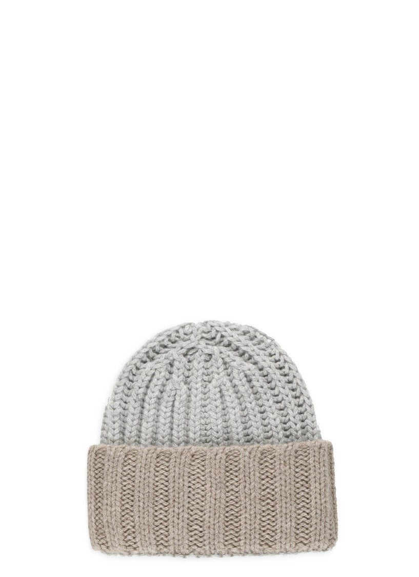 Barna Cashmere Grey Cashmere Ribbed Beanie