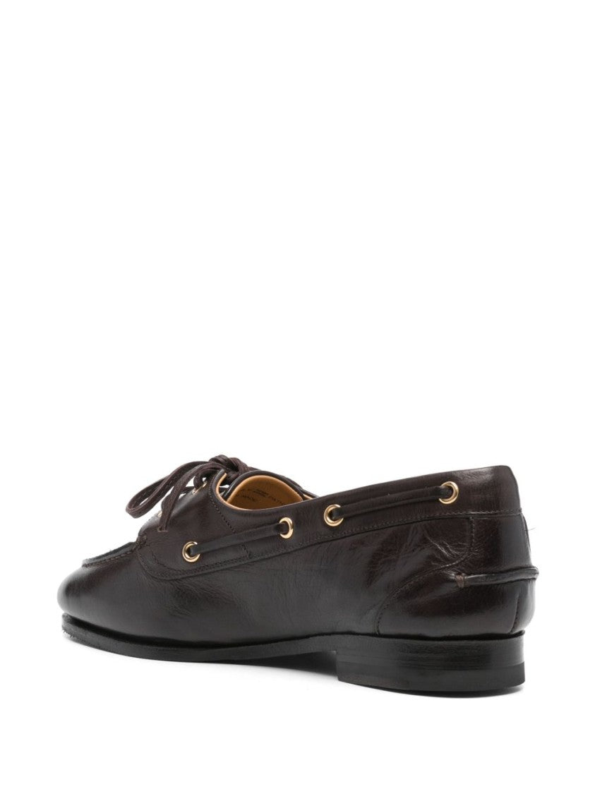 Bally Coffee Brown Leather Flat Shoes