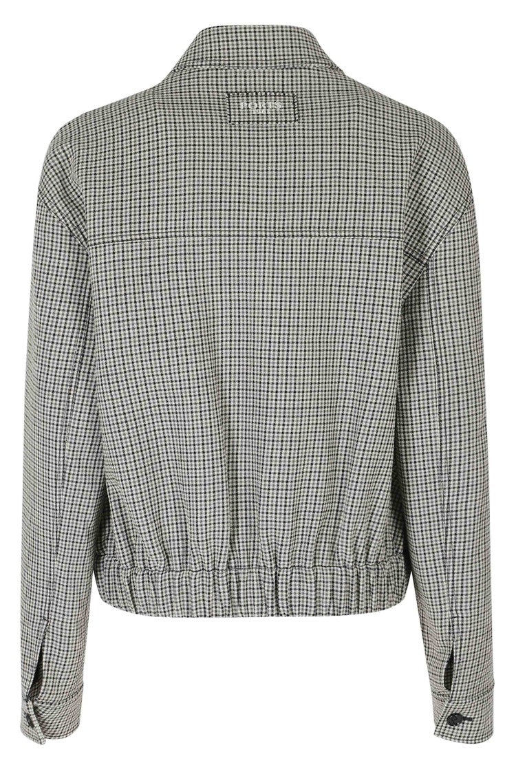 Ports 1961 Gray Ivory Checkered Dropped Shoulder Wool Jacket