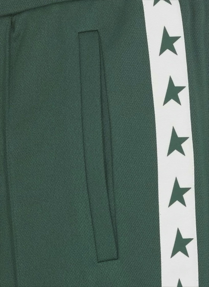 Golden Goose Tapered Green Joggers With Dark Green Star Motifs
