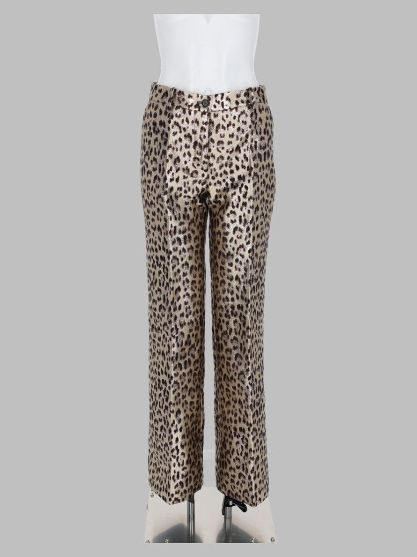 P.A.R.O.S.H. Bold Animal Print High-Waisted Pants With Metallic Sheen