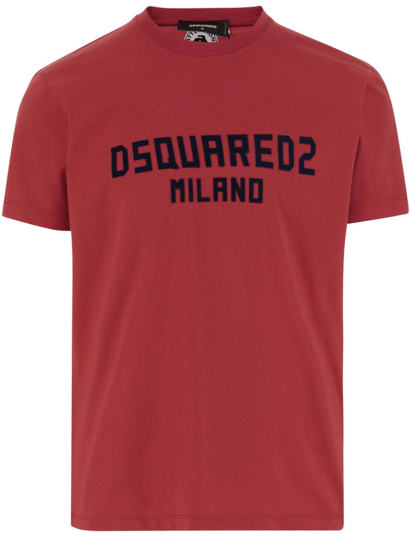 Dsquared2 Red Cotton Crew Neck T-Shirt With Bold Logo