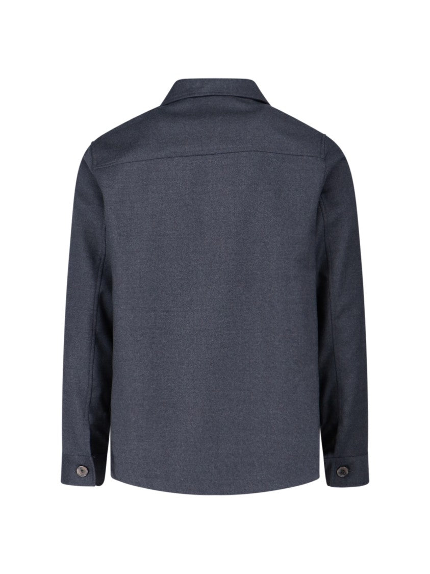 Cruna Structured Grey Virgin Wool Shirt Jacket