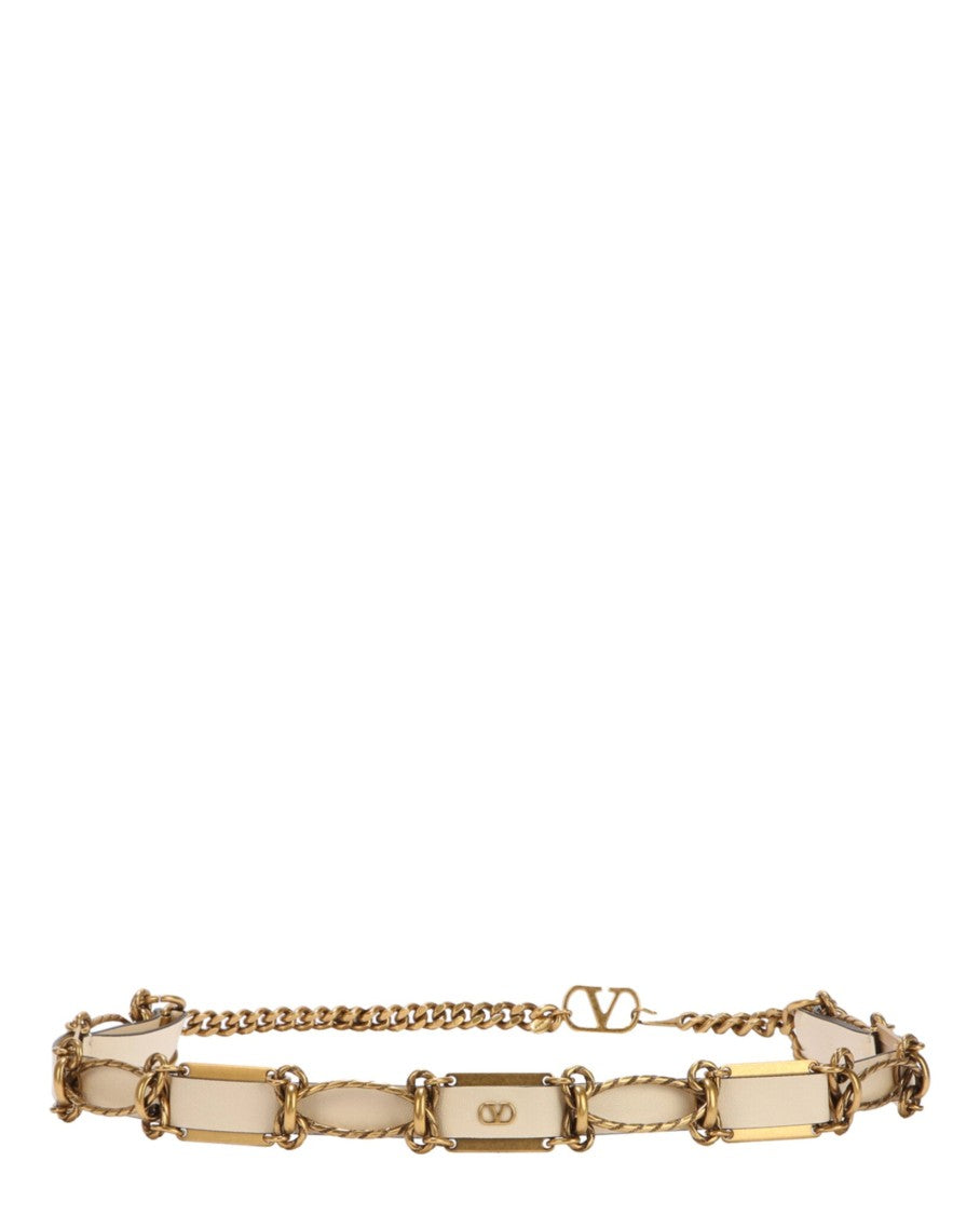 Valentino Chain-Link Leather Belt