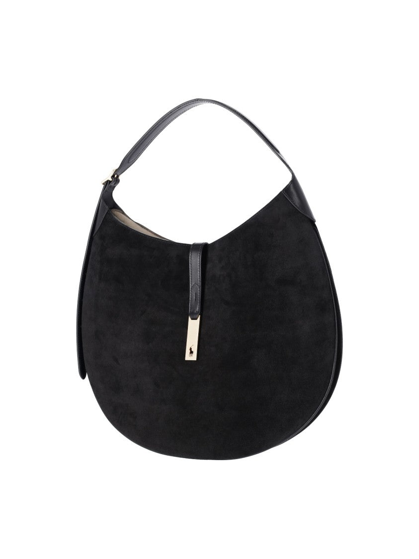 Polo Ralph Lauren Large Black Suede Shoulder Bag